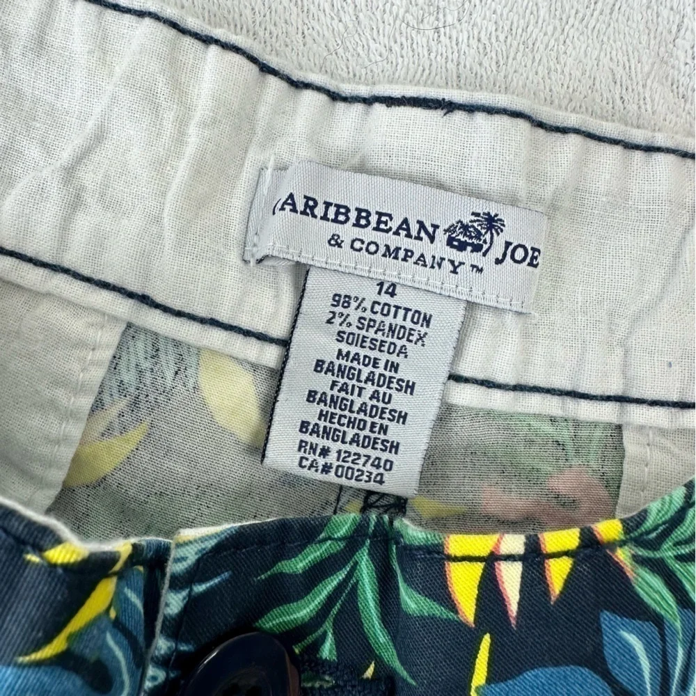 Caribbean Joe Hawaiin Floral Palm Leaf Shorts, 14